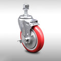 Service Caster 5 Inch SS Red Polyurethane Wheel Swivel ½ Inch Threaded Stem Caster with Brake SCC-SSTS20S514-PPUB-RED-TLB-121315